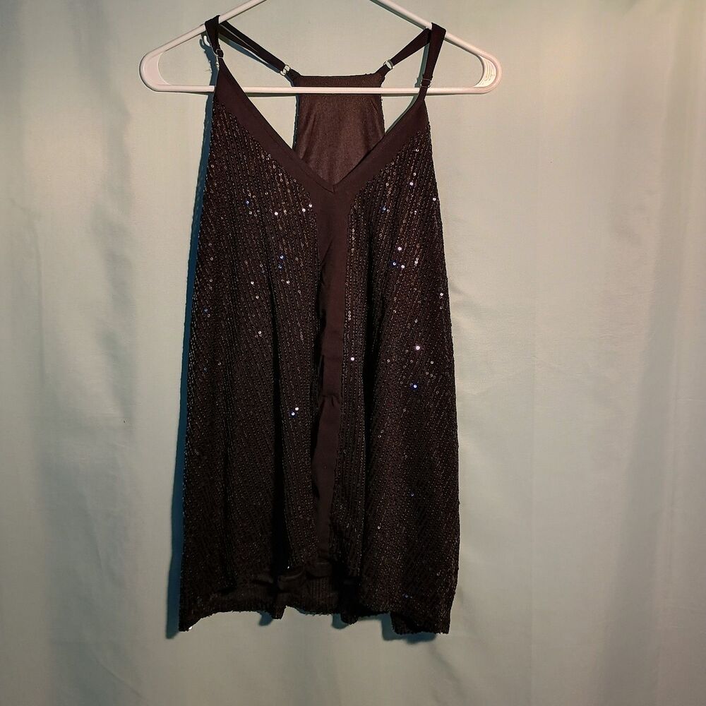 Women’s Black Sequin Halter Top Sleeveless Party Blouse